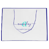 Monogram Naam White Blue Bridal Sweet 16th Wedding Groot Cadeauzakje (Voorkant)