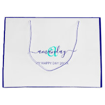 Monogram Naam White Blue Bridal Sweet 16th Wedding