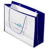 Monogram Naam White Blue Bridal Sweet 16th Wedding Groot Cadeauzakje (Voorkant Gekanteld)