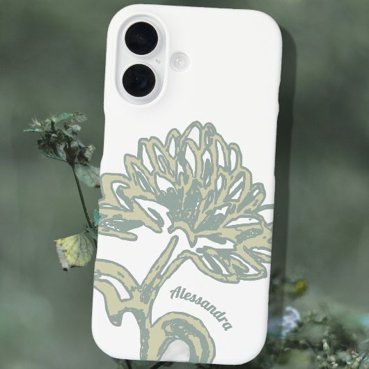 Monogram Naam White Sage Floral Minimal Botanical Case-Mate iPhone Case