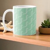 Monogram naam White Seahorse Skeleton Pattern Koffiemok