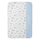 Monogram Naam Wilde Bloem Blauwe Lavendel Boho Badmat (Voorkant Verticaal)