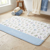 Monogram Naam Wilde Bloem Blauwe Lavendel Boho Badmat