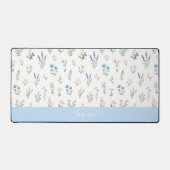 Monogram Naam Wilde Bloem Blauwe Lavendel Boho Bureaumat (Voorkant)