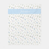 Monogram Naam Wilde Bloem Blauwe Lavendel Boho Fleece Deken (Voorkant)