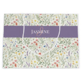 Monogram Naam Wilde Bloem Boho Lavendel Klaprozen Groot Cadeauzakje (Voorkant)