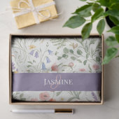 Monogram Naam Wilde Bloem Boho Lavendel Klaprozen Tissuepapier (Geschenk)