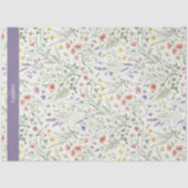 Monogram Naam Wilde Bloem Boho Lavendel Klaprozen Tissuepapier (Voorkant)
