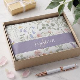 Monogram Naam Wilde Bloem Boho Lavendel Klaprozen Tissuepapier
