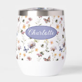 Monogram naam wilde bloemen paarse waterverf (Voorkant)