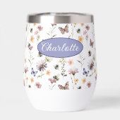 Monogram naam wilde bloemen paarse waterverf (Achterkant)