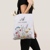 Monogram Naam Wildflower Boho Chic Tote Bag (Dichtbij)