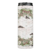 Monogram naam Winter Woodland White Rose Pine Cone Thermosbeker (Achterkant)