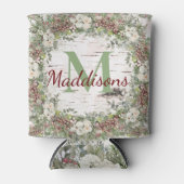 Monogram naam Winter Woodland White Rose Pinecone Blikjeskoeler (Voorkant)