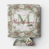 Monogram naam Winter Woodland White Rose Pinecone Blikjeskoeler (Achterkant)