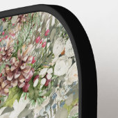 Monogram naam Winter Woodland White Rose Pinecone Pickleball Paddle (Links Detail)