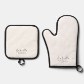 Monogram Naam Wit Ovenwant & Pannenlap Set (Voorkant)