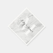Monogram Naam Witte Grijze Marmer Wedding Keepomwi Servet (Hoek)