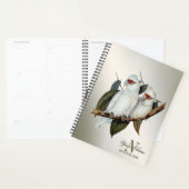 Monogram naam Witte vogels Cockatau Green Leaves Planner (Display)