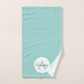 Monogram Naam Witte Zee Shell Pattern Beach House Bad Handdoek (Handdoek)