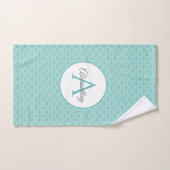Monogram Naam Witte Zee Shell Pattern Beach House Bad Handdoek (Handdoek)