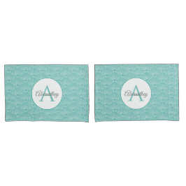 Monogram Naam Witte Zee Shell Pattern Beach House Kussensloop