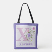 Monogram & naam Xaviera met bloemen Tote Bag (Achterkant)