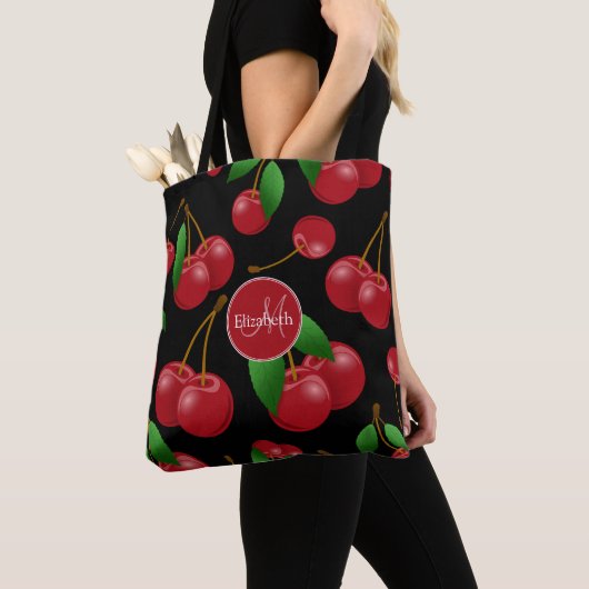 monogram naam zoete zomertijdkersen gepatenteerd tote bag (Dichtbij)