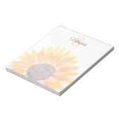 Monogram Naam Zonnebloem Notitieblok (Linkerzijde)