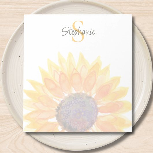 Monogram Naam Zonnebloem Notitieblok