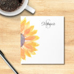 Monogram Naam Zonnebloem Notitieblok<br><div class="desc">Dit bloemige gepersonaliseerde notitieblok is versierd met een gele waterverf zonnebloem. Gemakkelijk aan te passen met jouw naam en monogram. Gebruik het ontwerpgereedschap om de tekstgrootte, -stijl of -kleur te wijzigen. Als we creëer ons kunstwerk zullen je dit exacte afbeelding van andere ontwerpers niet vinden. Originele Waterverf © Michele Davies....</div>