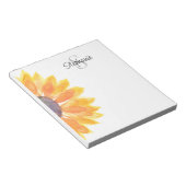 Monogram Naam Zonnebloem Notitieblok (Schuin)