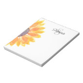 Monogram Naam Zonnebloem Notitieblok (Linkerzijde)