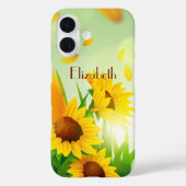 Monogram Naam Zonnebloemen Geel Groen Bloem Case-Mate iPhone Case (Achterkant)