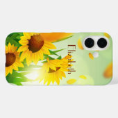Monogram Naam Zonnebloemen Geel Groen Bloem Case-Mate iPhone Case (Achterkant (horizontaal))