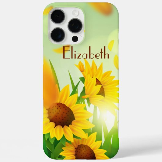 Monogram Naam Zonnebloemen Geel Groen Bloem Case-Mate iPhone Case (Achterkant)