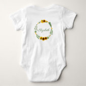 Monogram Naam Zonnebloemen Geel Groen Bloem Romper (Achterkant)