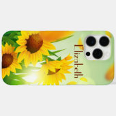 Monogram Naam Zonnebloemen Geel Groene Floral Case-Mate iPhone Case (Achterkant (horizontaal))