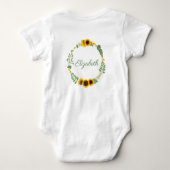 Monogram Naam Zonnebloemen Geel Groene Floral Romper (Achterkant)