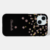 Monogram Naam Zwart Blush Roze Goud Cirkels Case-Mate iPhone Case (Achterkant (horizontaal))