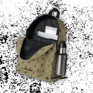 Monogram Naam Zwart en Beige patroon   Bedrukte Rugzak