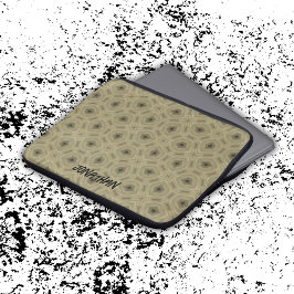 Monogram Naam Zwart en Beige patroon | Laptop Sleeve