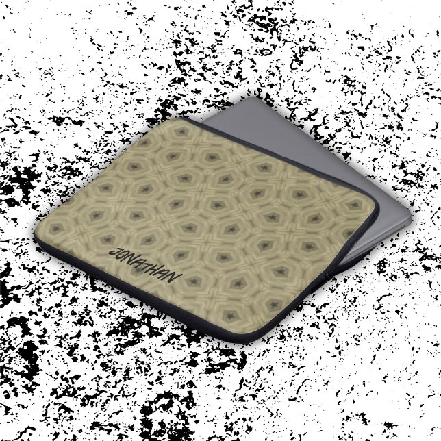 Monogram Naam Zwart en Beige patroon | Laptop Sleeve (Creator heeft geüpload)