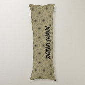 Monogram Naam Zwart en Beige patroon | Lichaamskussen (Voorkant Verticaal)