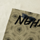 Monogram Naam Zwart en Beige patroon | Strandlaken (In situ)