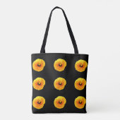 Monogram Naam Zwart Geel Bloemmotieven Bruiloft Tote Bag (Achterkant)