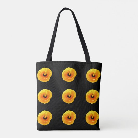 Monogram Naam Zwart Geel Bloemmotieven Bruiloft Tote Bag (Achterkant)