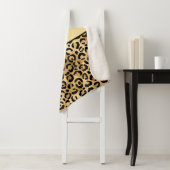 Monogram naam Zwart Gold Leopard Cheetah Afdruk Sherpa Deken (In situ)