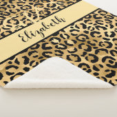 Monogram naam Zwart Gold Leopard Cheetah Afdruk Sherpa Deken (3/4)