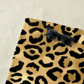 Monogram naam Zwart Gold Leopard Cheetah Afdruk Strandlaken (In situ)